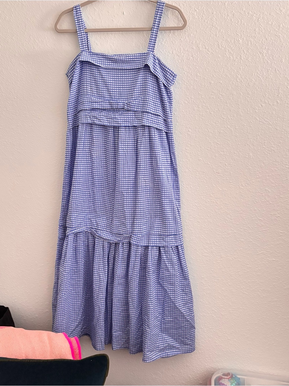 Bird & Kite Blue Gingham Summer Tiered Sundress - Lightweight Dress Small